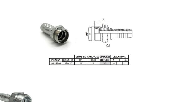 Imagen de MACHO RECTO M20 X 1,5-12 06 3/8'' (MULTI ASIENTO)